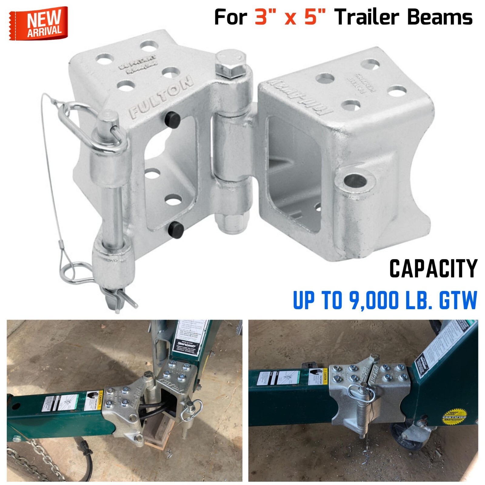 3" x 5" Folding Hitch Kit FoldAway Trailer Tongue Hinge Boat Trailer