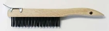 MBS 4 Row Wire Brush with Rigid Scraper and Wooden Shoe Handle