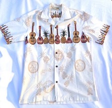 Ukuleles HAWAIIAN SHIRT Winnie Fashion Made In Hawaii Button Down Medium 