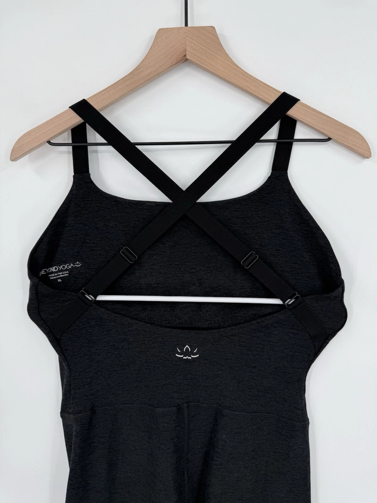 beyond-yoga cross strap sleeveless slip-on one piece romper 