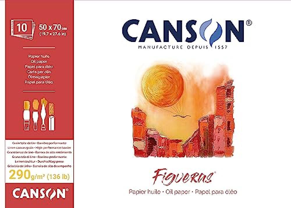CANSON Figueras, Carta Olio, Grana imitazione lino, 290 gsm, Blocco incollato pe
