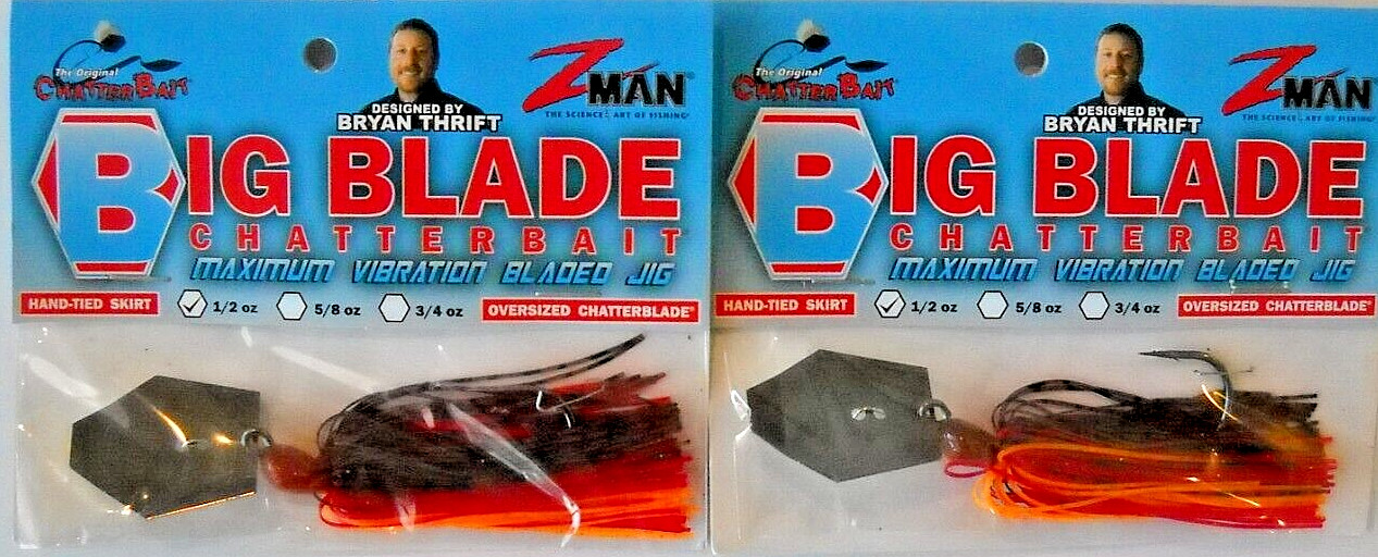 Lot of 2 ZMAN 1/2oz BIG BLADE Chatterbait in HOT CRAW color, FREE SHIPPING - Image 1