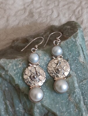 Pearl Earrings In Sterling Silver Dangle