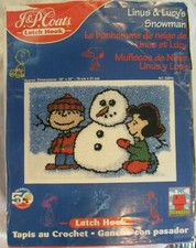 Vintage JP Coats Latch Hook Rug Kit Christmas LINUS  LUCY'S SNOWMAN Peanuts NOS