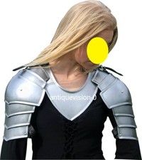 Medieval Pair of pauldrons with Gorget LARP pauldrons Shoulders Female Fantasy