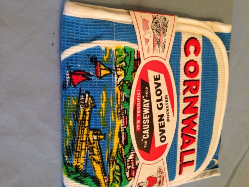 Vintage unbenutzt neuer Ofenhandschuh Souvenir Cornwall Baumwolle B Waffel der Damm - Bild 1 von 6