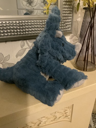Steiff Plush Dinosaur Dixi Triceratops Cuddly Soft Toy Blue Approx 24cm - Picture 7 of 10