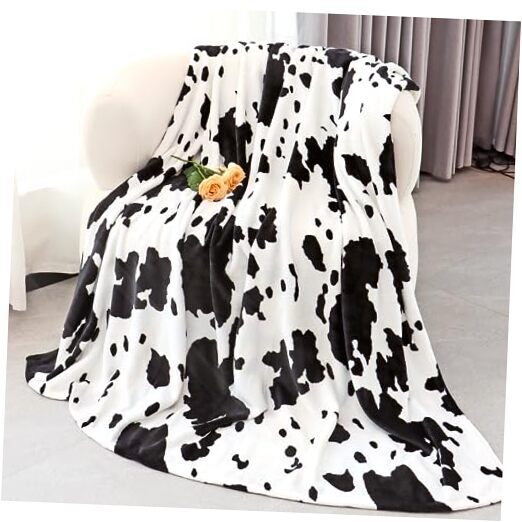 Cow Print Blanket Soft Black and White Cow Throw Blankets Warm Cozy