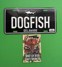 Dogfish Head Craft Beer Black Delaware License Plate Tin Tacker Sign + Postcard