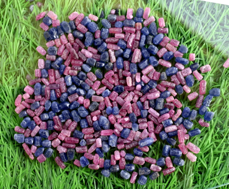 Lote de 100,00 % piedras preciosas sueltas 100,00 % naturales de primera calidad rubí y zafiro azul Foto 4 de 4