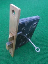 VINTAGE 'CITY STAR' MORTISE LOCK COMPLETE  w/KEY - FULLY RESTORED, NICE  (18906)