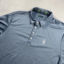 William Murray Golf Polo Mens Large Blue Plaid Family Ties Performance Stretch