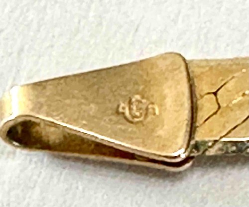 14k Signed aCa (Creazioni) Italy Herringbone Bracelet 7" Long 4.25 Gram (Kink) - Picture 6 of 8