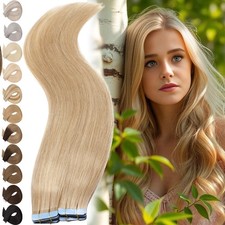 AAA Tape In 100 Remy Human Hair Extensions Tape on Skin Weft FULL HEAD 20-60pcs