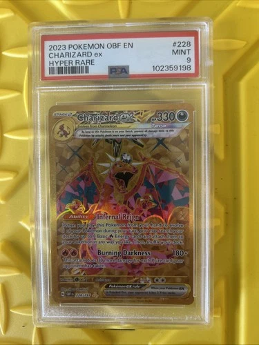 Gold Charizard Ex from obsidian flames. PSA 9