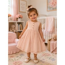 SPELL & The Little Gypsies Ava Botanically Dyed Cotton Sleeveless Dress Rose 3Y