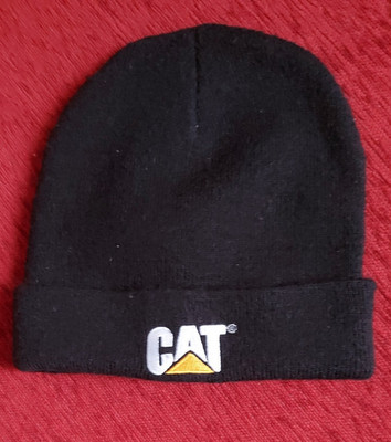 CAT Mütze Beanie schwarz und Schal ca 150x25cm grau weiß - Top Zustand