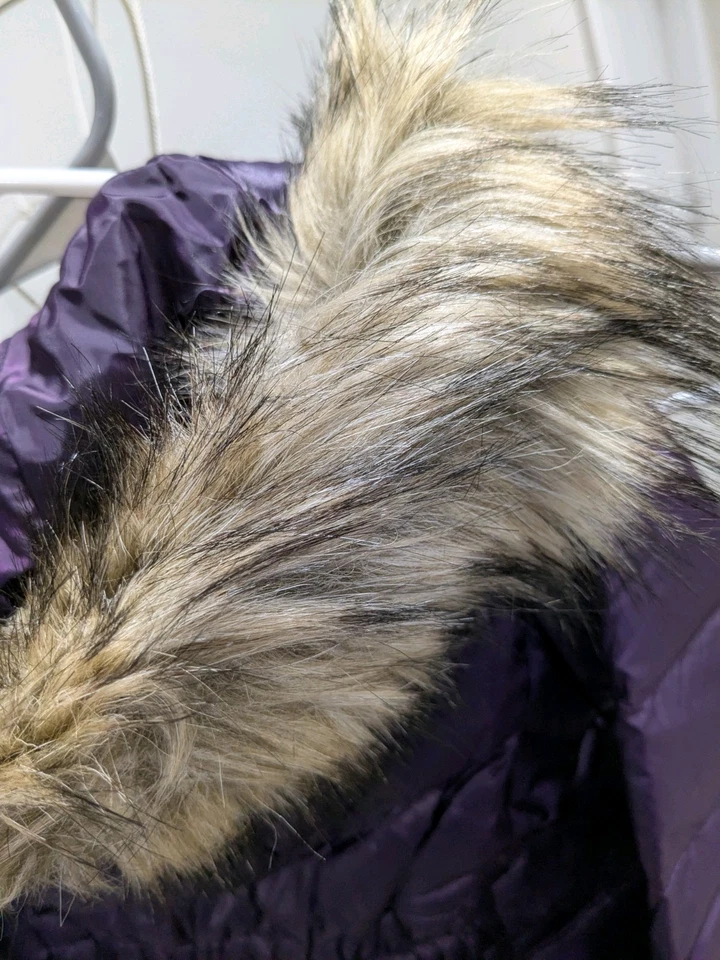 Lands End Girls Size S (4) Long Down Puffer Coat, Plum Purple Color - Image 3 of 4