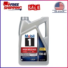 Mobil 1 High Mileage Full Synthetic Motor Oil 10W-40, 5 Quart