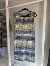 BEAUTIFUL St John knit cornflower blue multi dress size 10 W/matching Jacket m