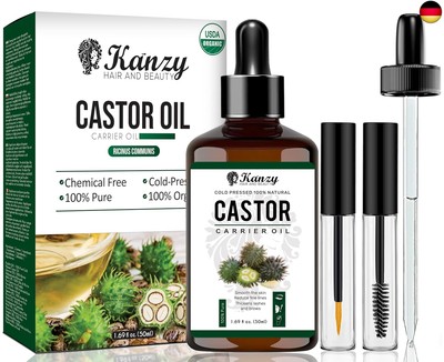 Rizinusöl Bio Kaltgepresst 100% Rein, Organic Castor Oil for Hair Growth Natürli