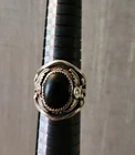 Native American Vintage Sterling Silver Onyx Ring 9.5