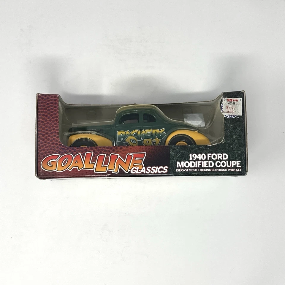 Ford 1940 cupé modificado Green Bay Packers banco de bloqueo ERTL diecast sin abrir Foto 2 de 4