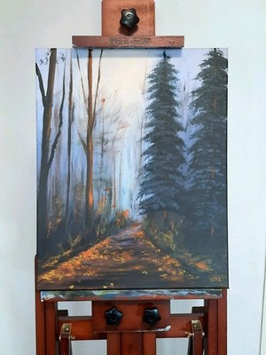 Herbst Wald Bäume Original Acrylbild, Landschaft Wandbild Unikat Kunst Malerei