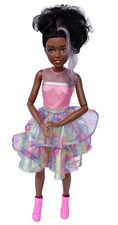 2017 Barbie Tie Dye Best Fashion Friend, 28" Tall Brown Skin, Pink Dress *as-is*