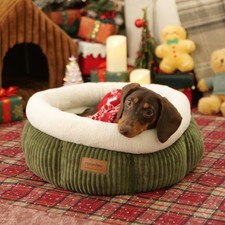 Cat Bed, Corduroy Round Cat Beds for Indoor Cats, Washable Fluffy Pet Bed for...