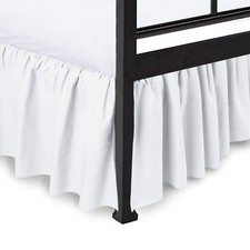 Ruffled Bed Skirt White Queen Bed Skirt Hotel-Quality Ruffles for Queen Bed...
