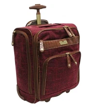 Samantha Brown Vintage Tweed Underseater Rolling Luggage-Burgundy-NWT
