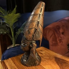 Vintage African Nigerian Yoruba Style Carved Wood Bust Figure 29cm 1970s