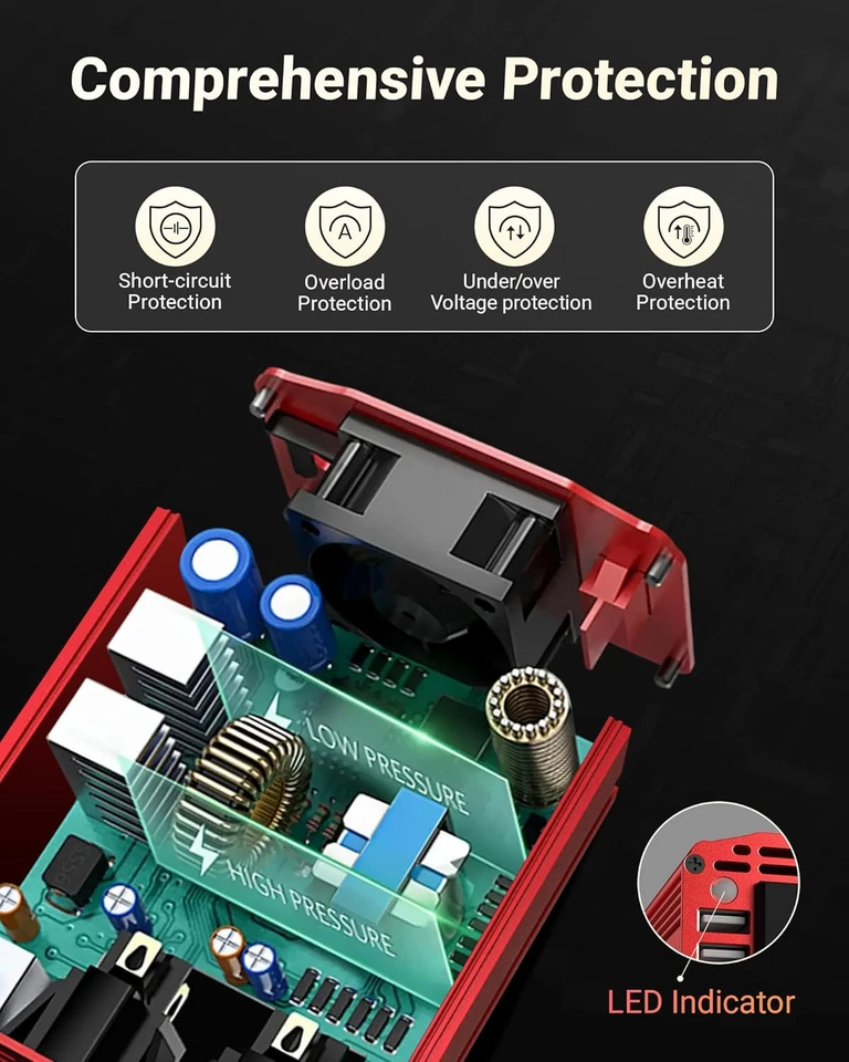 BESTEK Power Inverter DC 12V to AC 110V - 300W Car Plug Adapter Outlet with 4.8A - Image 3 of 4