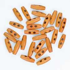 100PCS Wood Toggle Buttons, 30Mm Wooden Horn Button Double Holes Olive Shape Sew