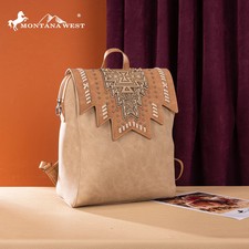 Montana West Tan Tooled Aztec Backpack