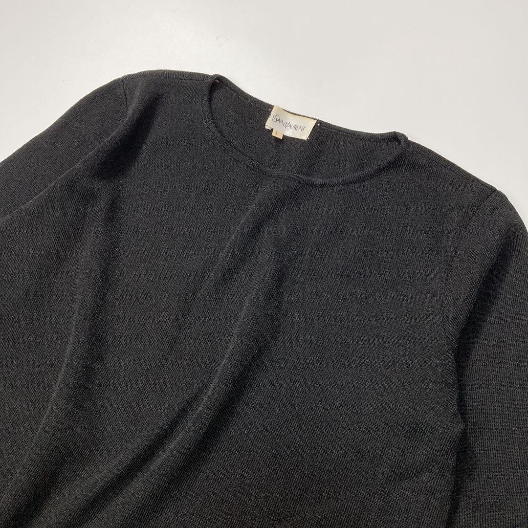 Autentico maglione maglia Yves Saint Laurent vintage nero taglia L donna