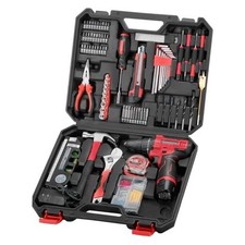 Cordless Drill Tool Set: 12V Power Drill Tool Kit with Battery  Charger, Red