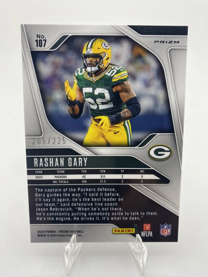 Rashan Gary 2024 Panini Prizm Purple Ice /225 #107 Green Bay Packers - Image 2 of 2