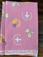 Easter Theme on Pink Cotton, David Textiles/DeVa/Valencia 1/2 Yard