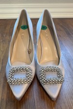 New NINE WEST Hanjia Silver Rhinestones Sparkle Silver Heels 8M Wedding Formal