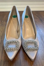 New NINE WEST Hanjia Silver Rhinestones Sparkle Silver Heels 8M Wedding Formal