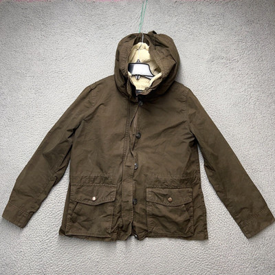 Gap Parka Jacket Womens Medium Green Sherpa Lined Hooded Waist Cinch Winter