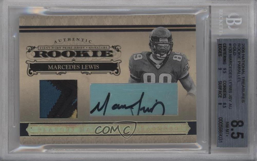 Marcedes Lewis Playoff National Treasures #130 Rookie Jumbo Material Gold
