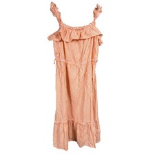 Michael Kors Striped Dress Size XL Summer Dress Boho Peasant Ruffle Neck