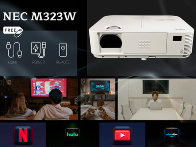 DLP Projector for Gaming Setup 3200 Lumens Full HD 3D WXGA 20W Speaker w/Bundle 