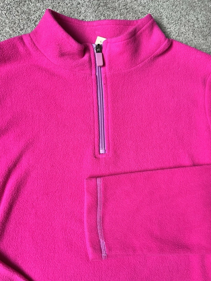 Faded Glory Girls Sweatshirt Fleece L(10/12) Pink 1/4 Zip Pockets Long Sleeve - Image 2 of 4