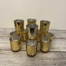 Gold Votive Candle Holders Mercury Glass Tealight Candle Holder Set Of 12 New