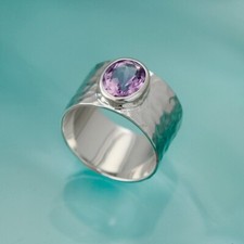 925 Sterling silver Natural Amethyst Ring Gemstone Women Jewelry For Her M 15