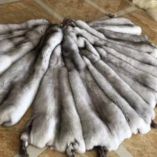 1pc Tanned Blue Fox Skin Fur Pelts Dense Leather Hides Coat Collar 43-47 inch